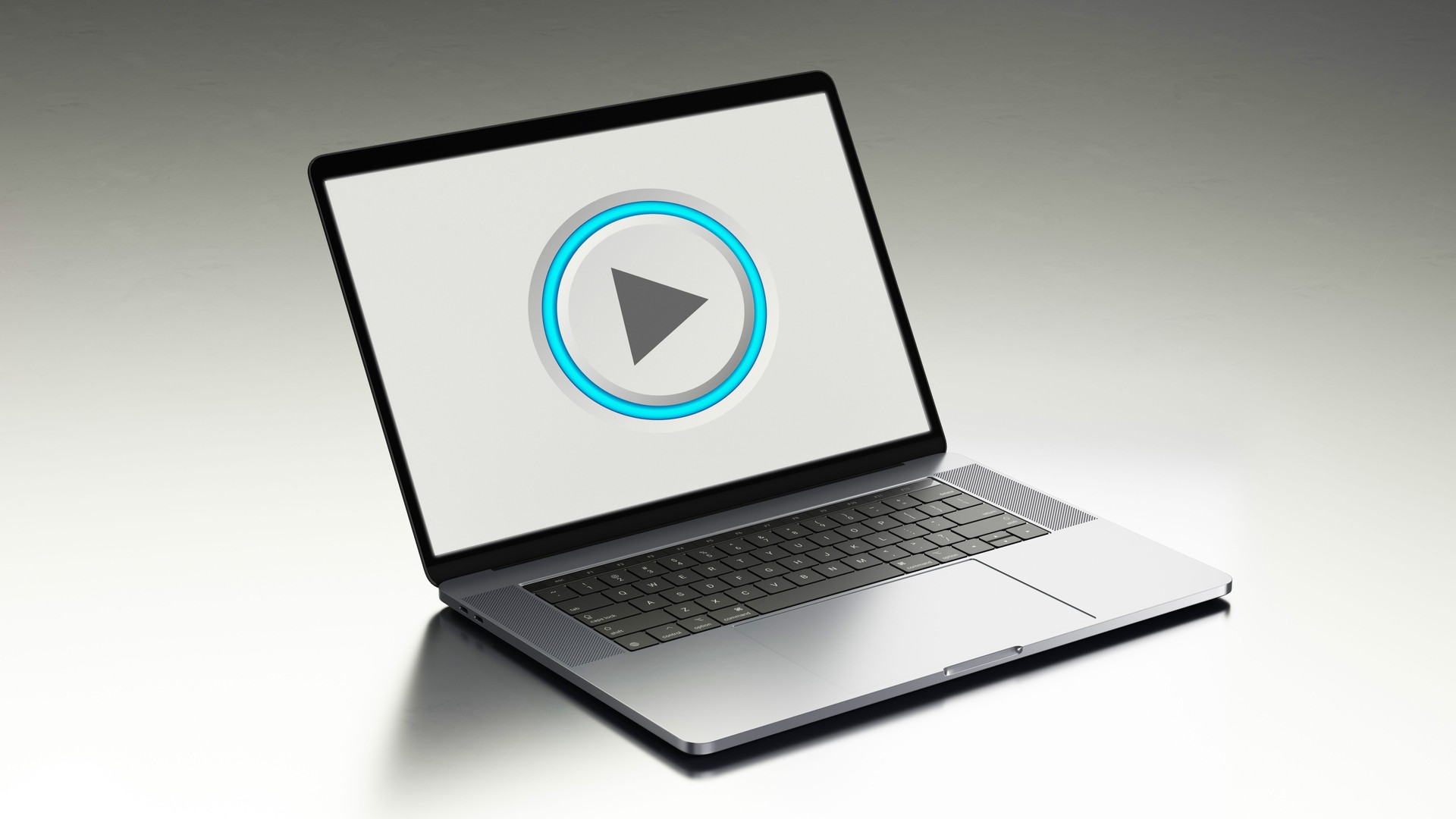 Laptop Play Button: Digital Media Streaming Concept